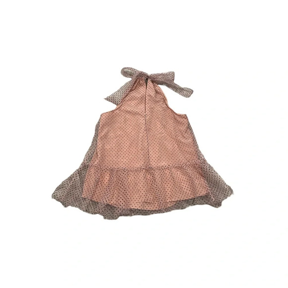 Maeve by Anthropologie Flocked Tulle polka dot nude and black Halter Top Small - Picture 4 of 6